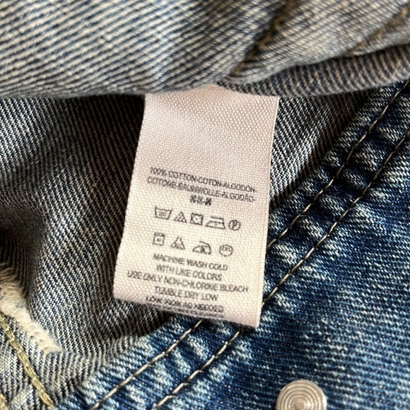 Free People Distressed Denim Knit Sleeves Jean Jacket - Picture 15 of 16